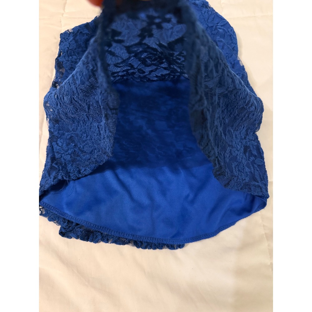Top Fashion New York Royal Blue Floral Lace Halter Tank Top Blouse Small FL1149 - Picture 2 of 6